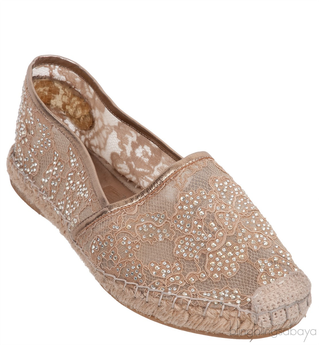 Lace Rhinestone Embellished Espadrille