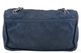 Blue Nubuck Quilted Flap Bag