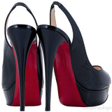 Lady Peep Sling Patent Pump