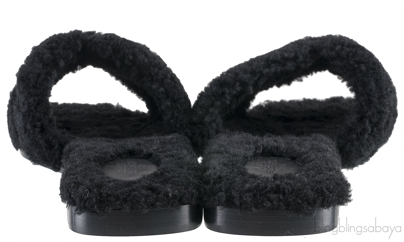 Oran Teddy Bear Black Sandals
