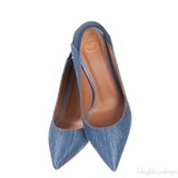 Malone Souliers Denim Pointed Toe Slingback Heels