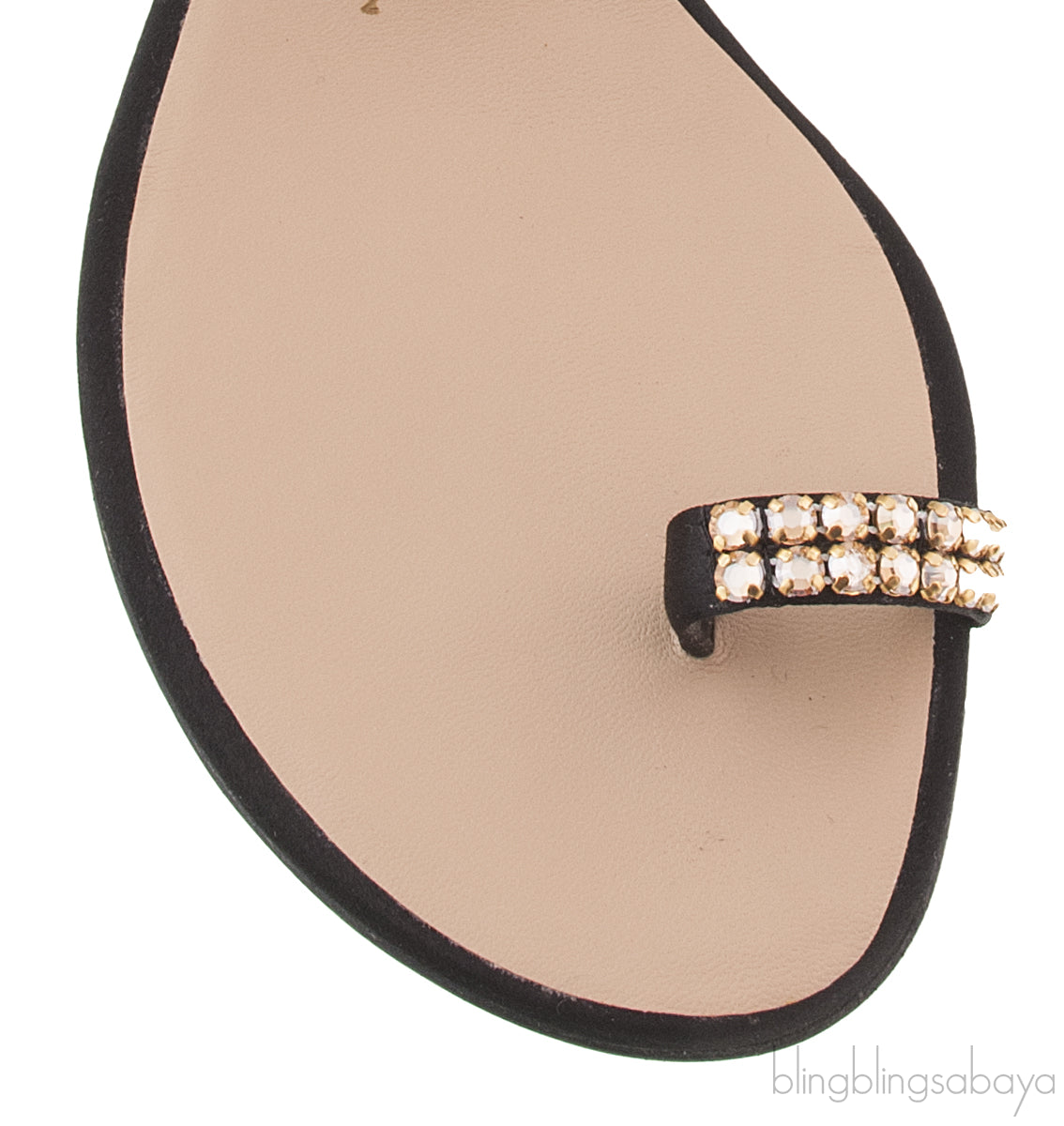 Black Crystal One Finger Sandals