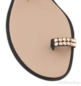 Black Crystal One Finger Sandals