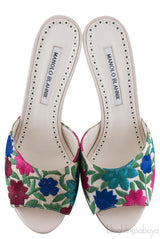 White Flower Embroidered Sandals