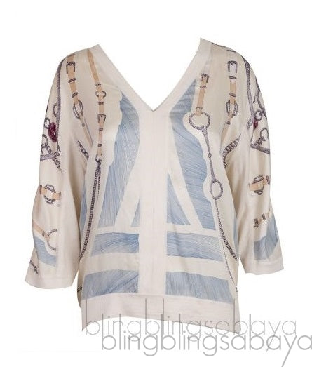 Cashmere Silk Blend Printed Top