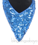 Blue Sequined Pointed Toe Heels