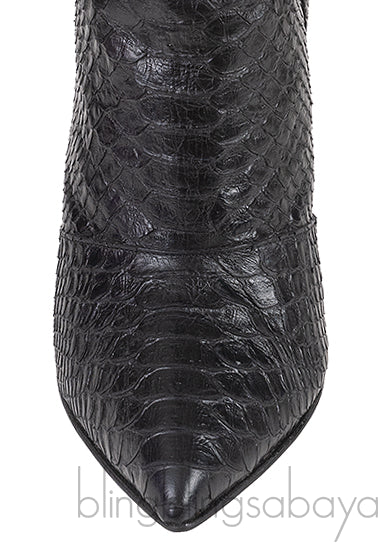 Black Python Wedge Boots