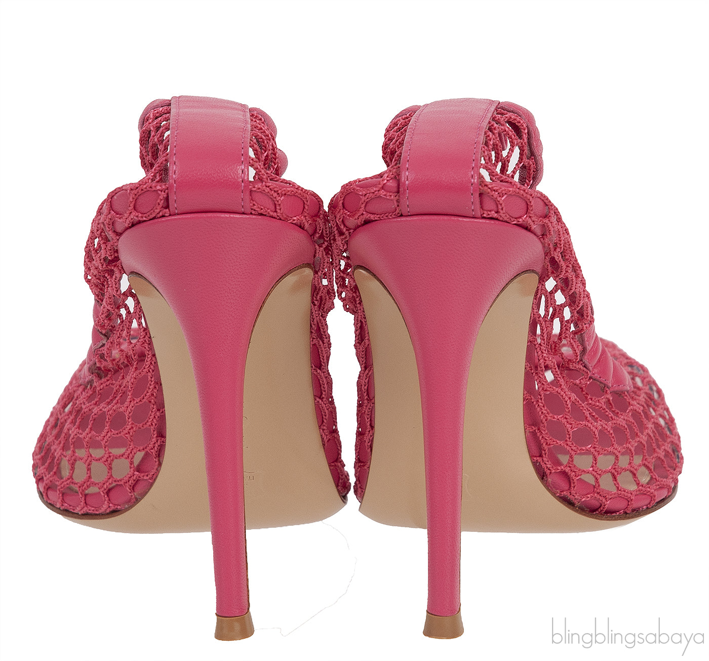 GIANVITO ROSSI Pink Leather Trimmed Fishnet Pump 38
