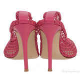 GIANVITO ROSSI Pink Leather Trimmed Fishnet Pump 38