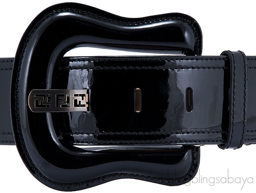 Black Patent Wide Leather Belt