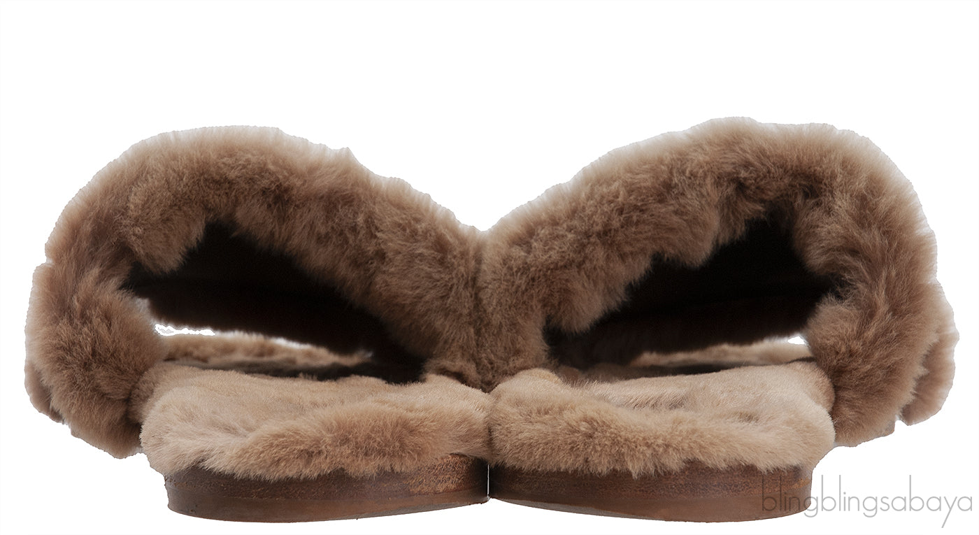 Cognac Monogram Mink Fur Slides