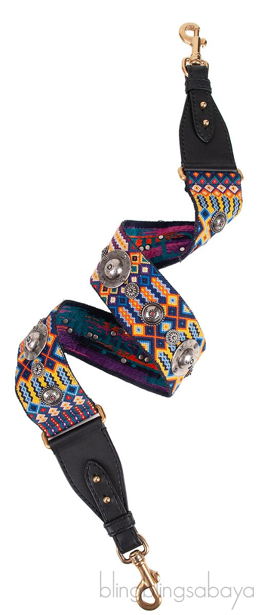 Canvas Embroidered Mexico Studded Shoulder Strap