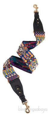 Canvas Embroidered Mexico Studded Shoulder Strap