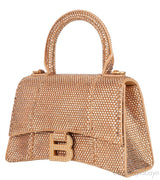 Hourglass XS Gold Rhinestone Suede Calfskin