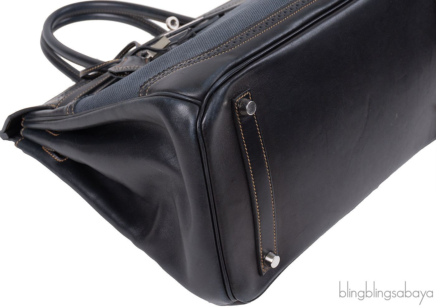 Hermès Birkin 35 Ghillies Noir Veau Evercolor Denim Fonce