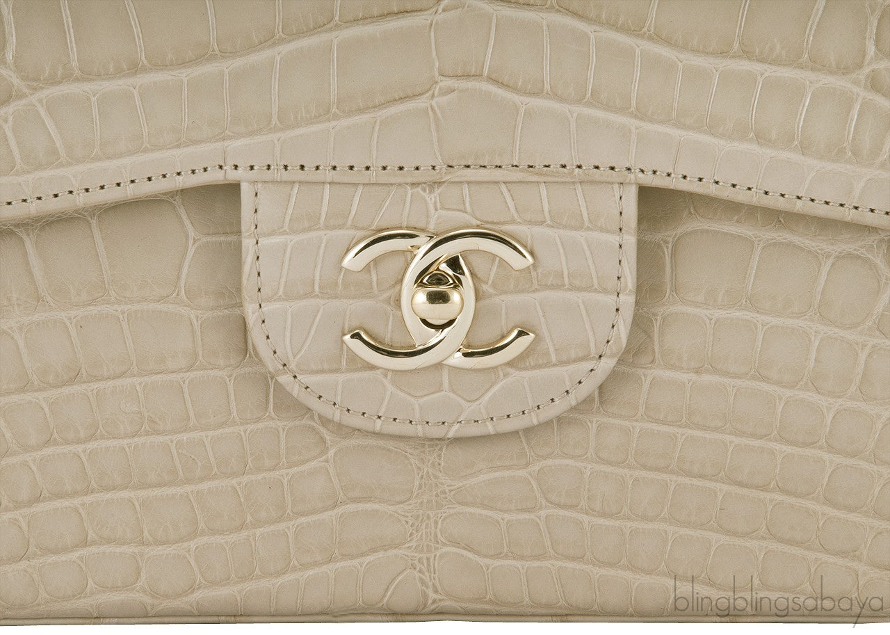 Jumbo CC Beige Crocodile Bag