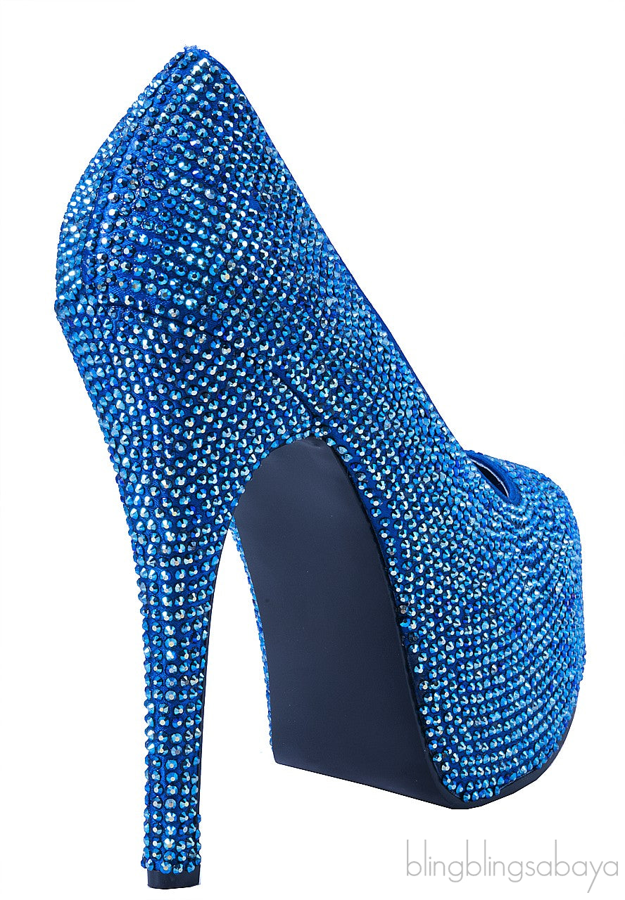 Blue Rhinestone Pump