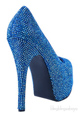 Blue Rhinestone Pump
