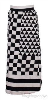Geometric Checkerboard-Print Midi Skirt