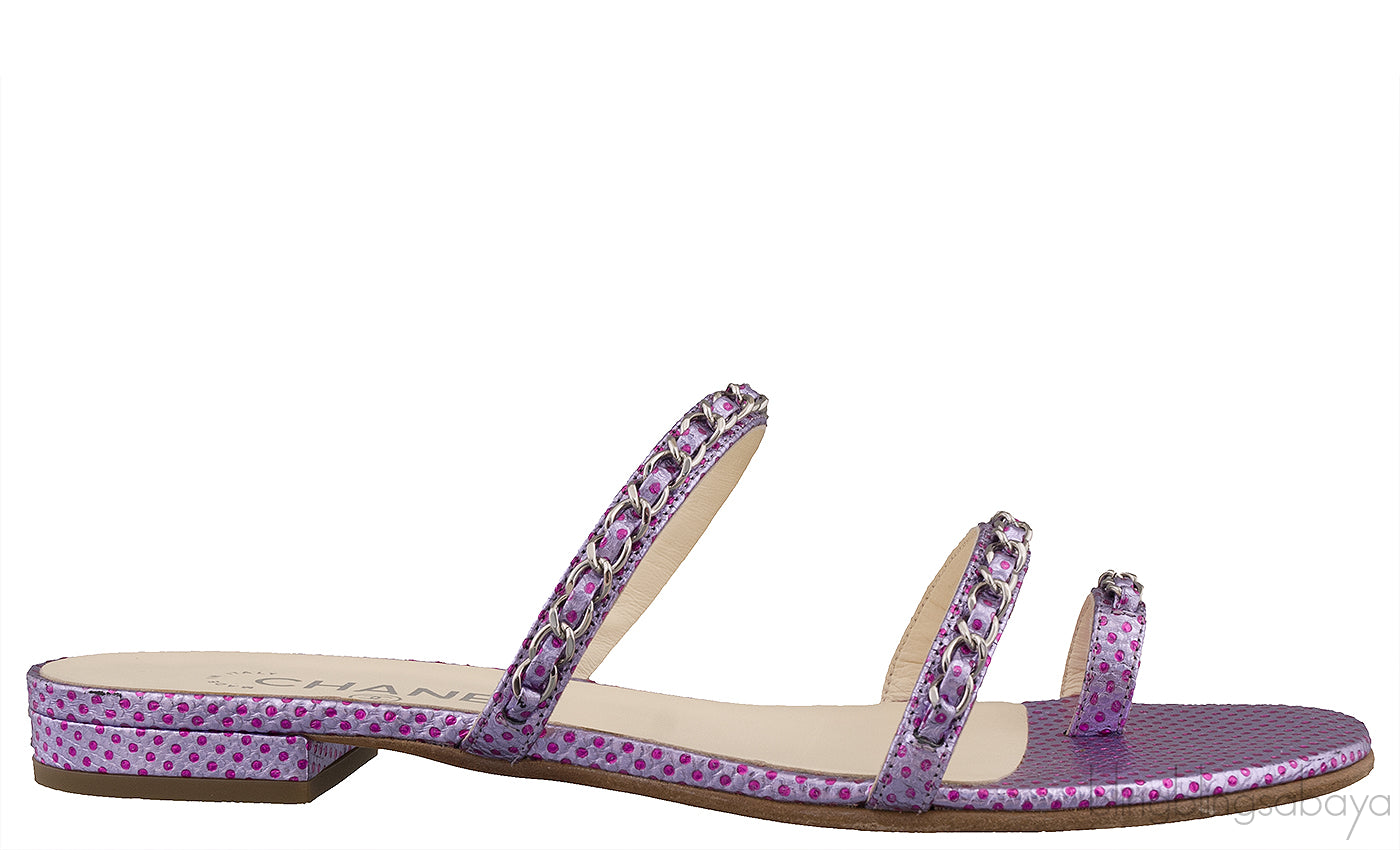 Purple Chain Polkadot Sandals
