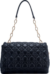 Black Leather Cannage Shoulder Bag