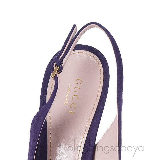 Gucci Purple Suede Slingback Peep Toe