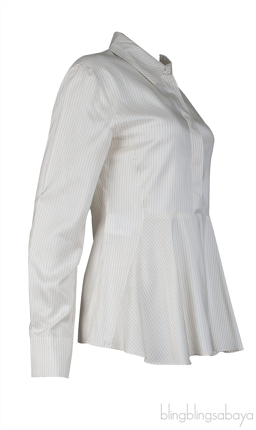Stripes Peplum Long Sleeve Shirt