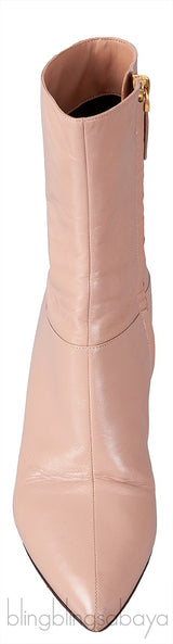 Nude Pointed Toe Leather Boots