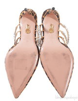Aquazzura Brown Leopard Donata Suede Crystal Mules