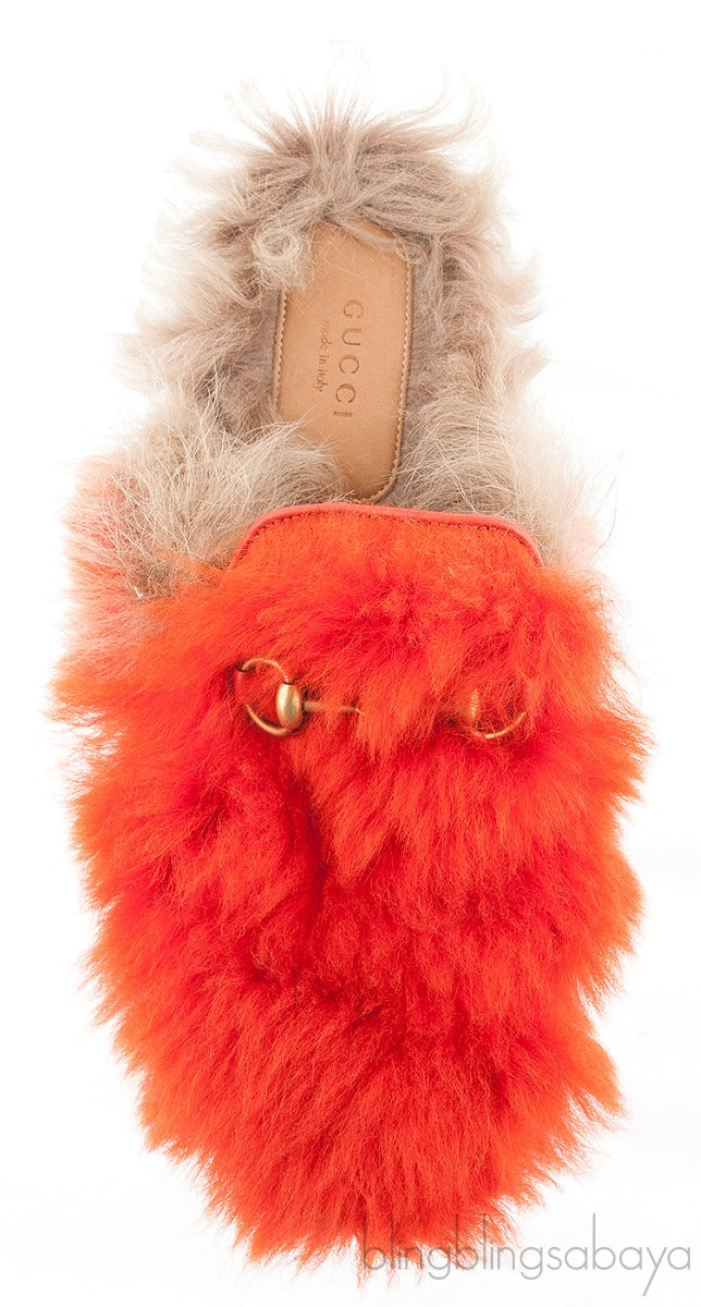 Gucci Orange Wool Princetown Slide