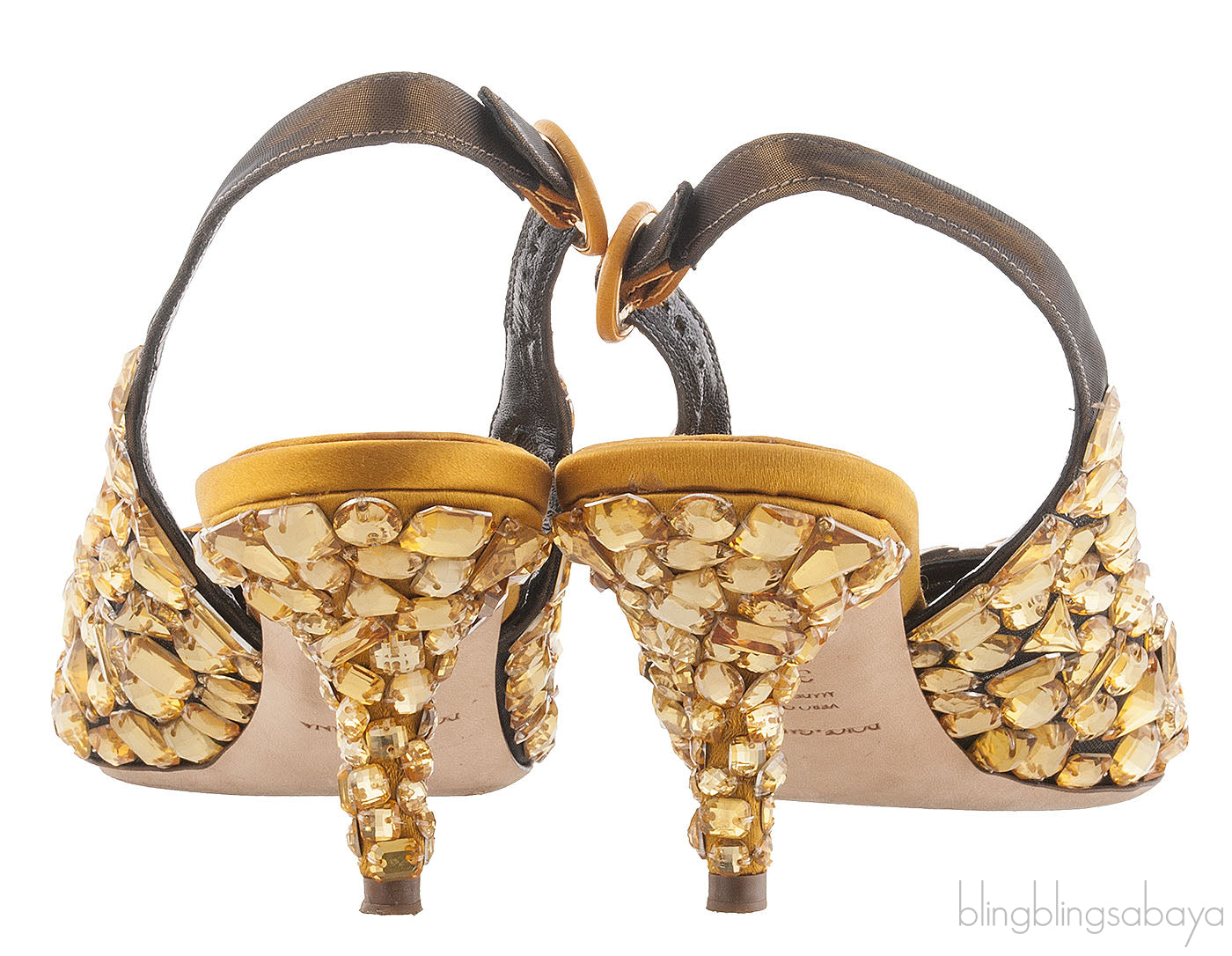 Yellow Mustard Crystal Slingback Heels