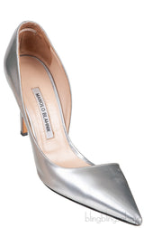 Metallic Silver Pointed Toe Heels