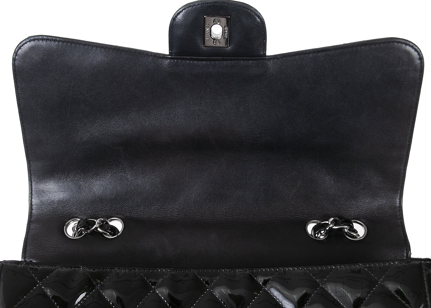 Classic Black Patent Jumbo Quilted Bag