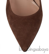 Brown Suede Pointed Toe Heels