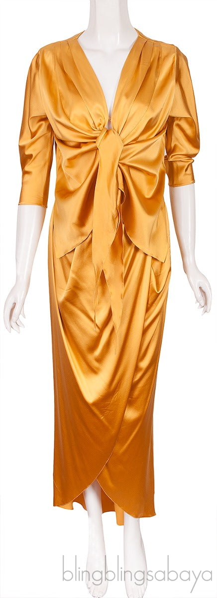 Gold Silk Long Dress