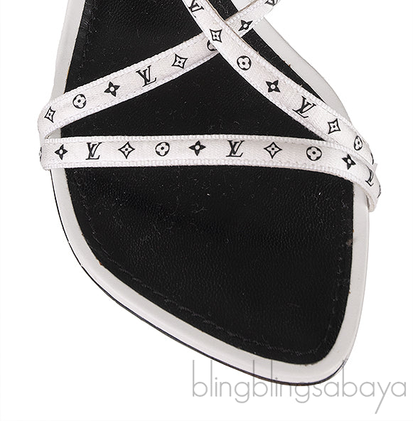 White Monogram Citizen Strappy Sandals