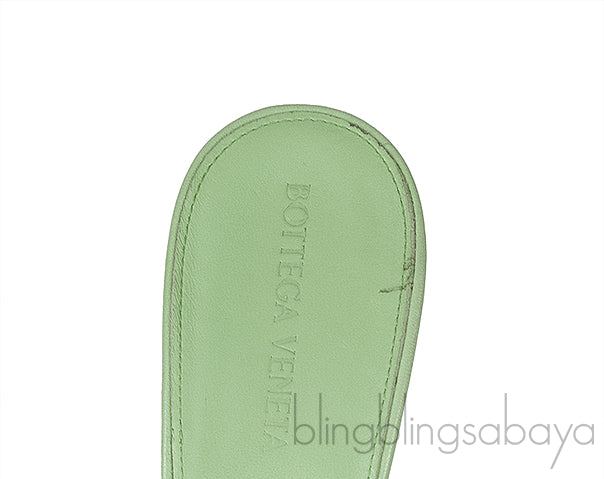 Mint Green Nappa Quilted Lido Mule Sandals