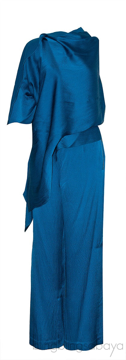 Blue Textured Top & Trouser