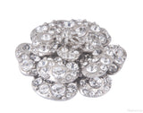 Crystal Camellia Silver Brooch