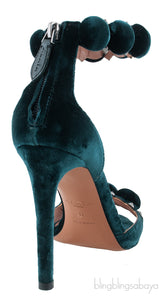 Emerald Velvet Bombe Heels