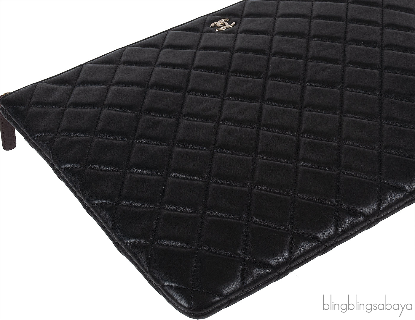 Chanel Black Large CC Quilted Lambskin O-Case Clutch
