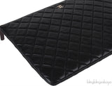 Chanel Black Large CC Quilted Lambskin O-Case Clutch