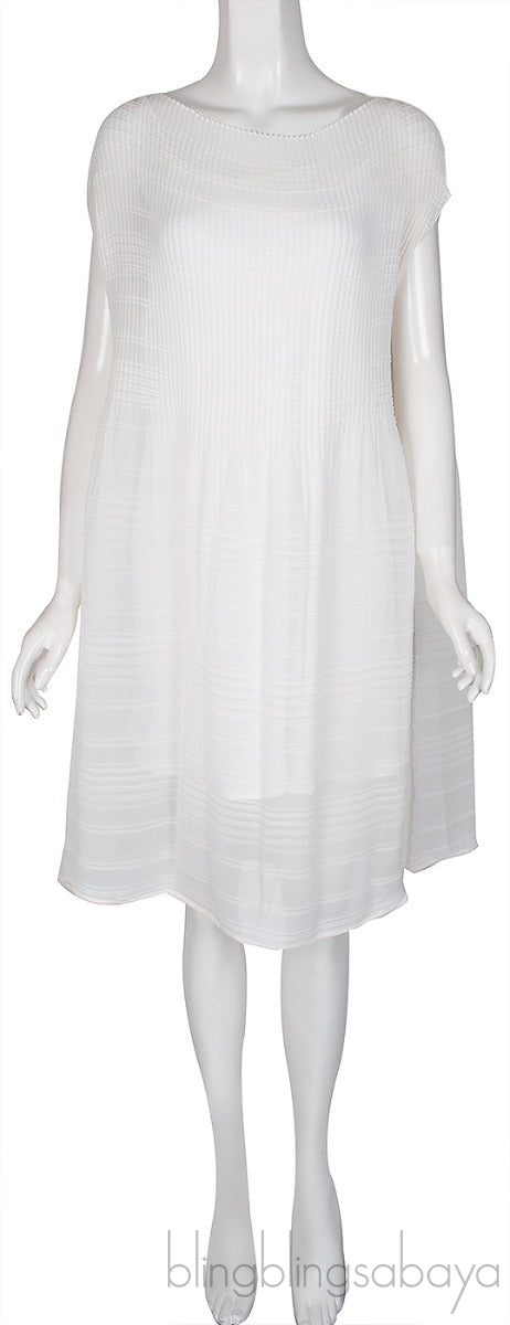 Ivory Plisse Crepe Dress