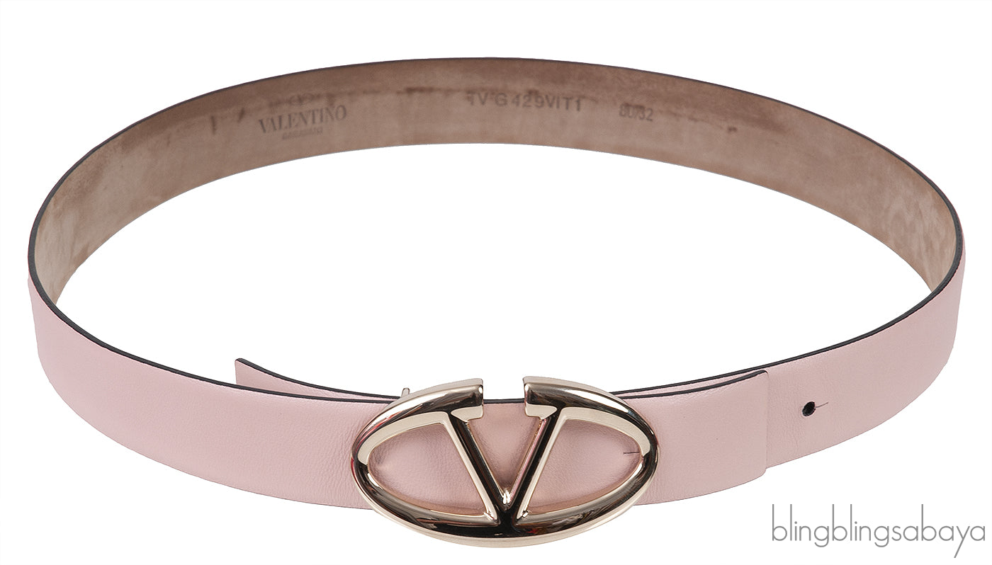 Valentino Garavani Old Pink V Buckle Belt