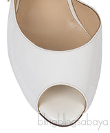 Christian Louboutin White Patent Leather Peep toe Pump