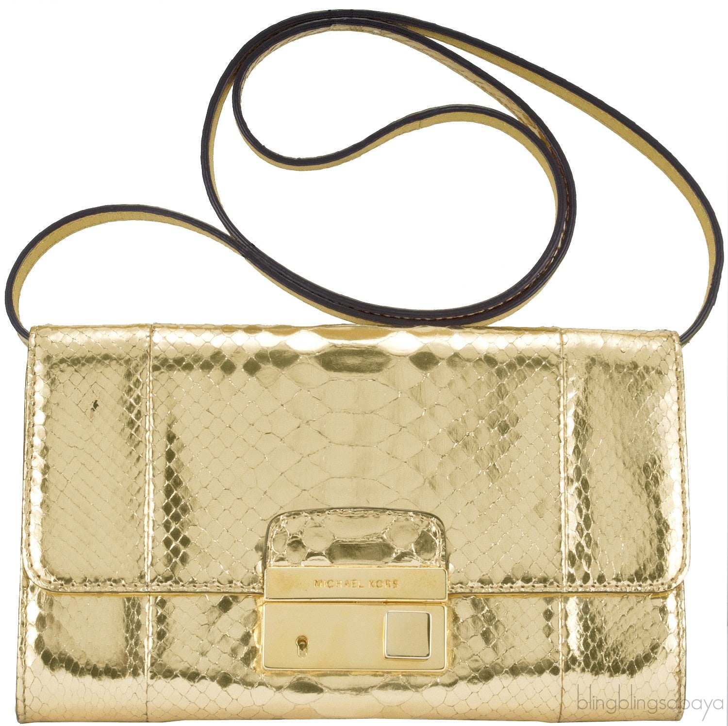 Gia Gold Python Clutch