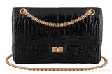 2.55 Black Croc Large Bag