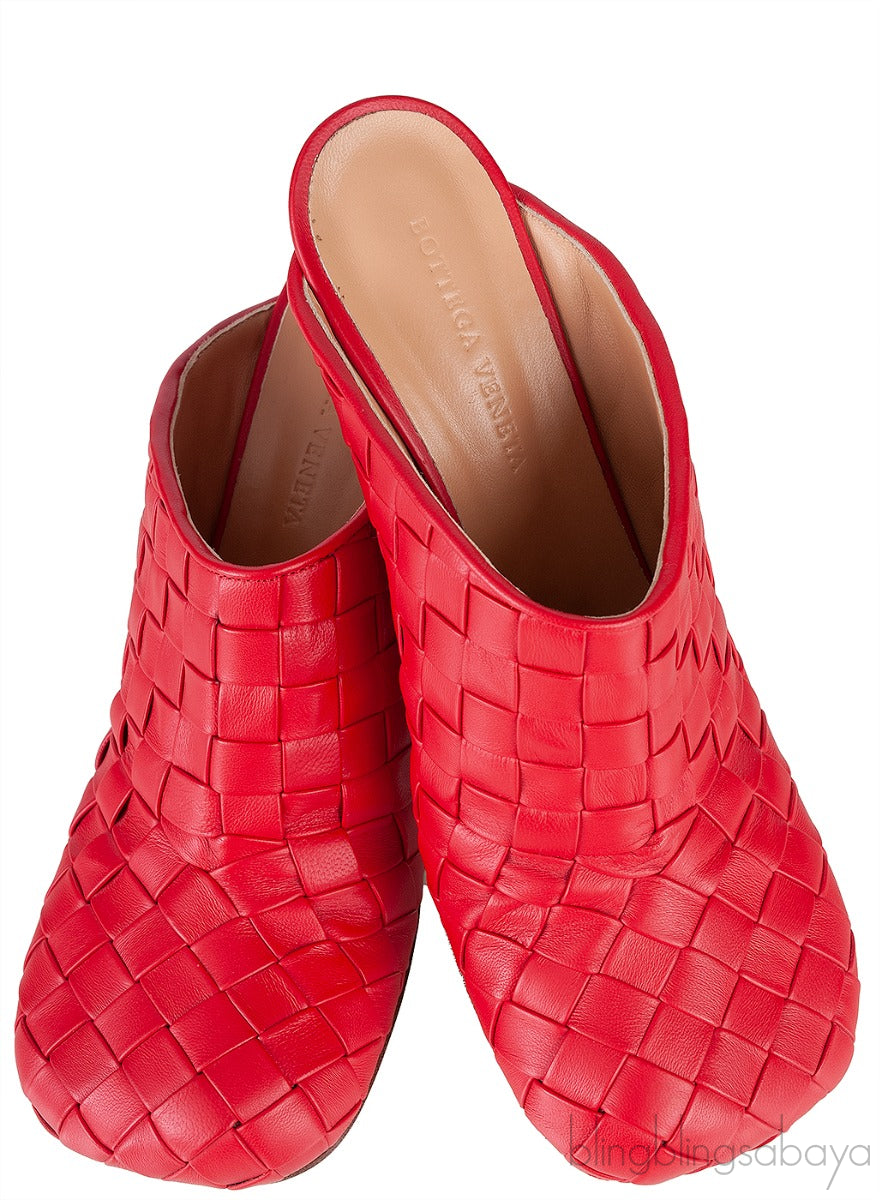 Bottega Veneta Red Bold Intrecciato Mule