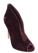 Gianvito Rossi Burgundy Velvet Ankle-Flare Boots
