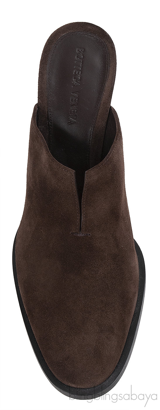 Bottega Veneta Dark Brown Suede Cha-cha Mules